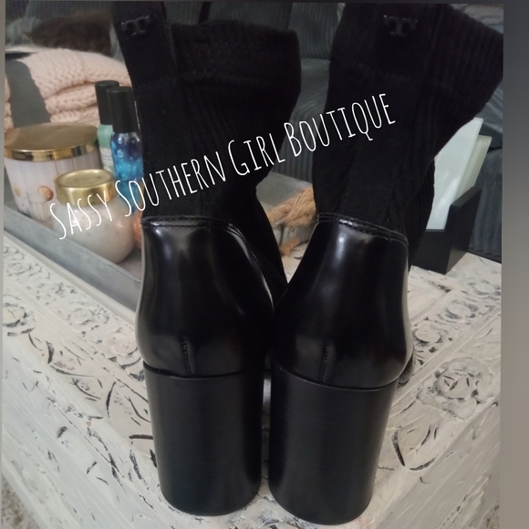 🆕⭐TORY BURCH black patent leather and cord ankle boots - Picture 10 of 16